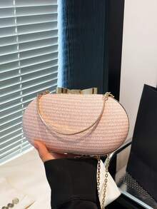 2025 优雅钻石格纹晚宴包，金属链条，粉色婚礼/宴会包，斜挎包和手提包，适合女士 - 淺粉色 - 查看 2