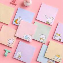 1 set/4 paquetes, 80 piezas/paquete, Notas adhesivas en colores pastel, Notas adhesivas para la escuela, la oficina, el diario, artículos de papelería coreanos kawaii, diseño lindo, útiles escolares, ilustración interesante, apariencia estética, diseño compacto, papel de alta calidad, adecuado para amantes de los diarios