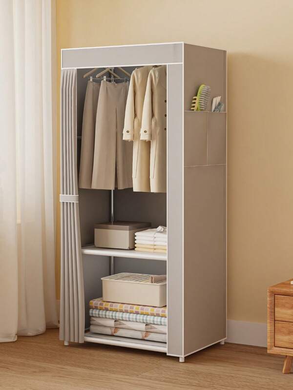 1 Peça Organizador de Guarda-Roupa Portátil, Autoportante com Capa Contra Poeira, Tubo de Aço Resistente, Fácil de Montar, Grande Capacidade de Armazenamento, Decoração de Quarto