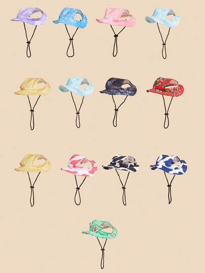 1pc High-Definition Digital Printed Pet Sun Hats, Adjustable Size Hats, Dog Sun Protection Hats, Teddy Dog Hats, Pet Supplies, Special Hats For Cats And Dogs, Multiple Colors Available