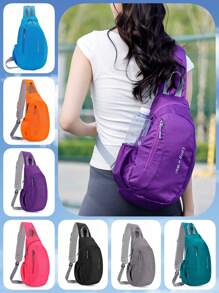 1 pieza Mochila de nailon, bolsa deportiva y de ocio para exteriores, bolsa de pecho para ciclismo, riñonera multiusos de gran capacidad y peso ligero, bolsa de mensajero impermeable para viajes