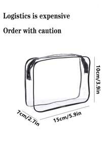 Bolsa de maquiagem transparente, bolsa de higiene pessoal, bolsa de cosméticos de viagem, bege, transparente, à prova d'água, de PVC, com zíper, bolsa de maquiagem compatível para mulheres e homens, pode ser usada para guardar cosméticos, artigos de higiene pessoal, roupas de banho, protetor solar, lanches, faixas de cabelo, artigos de papelaria, etc. Itens essenciais de viagem, férias, verão, volta às aulas, bolsa de material escolar para a escola, bolsa de higiene pessoal, bolsa de viagem à prova d'água