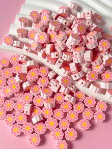 100 hạt đất sét polymer họa tiết hoa thời trang dùng làm vòng tay và vòng cổ - Nhiều màu - Xem 2