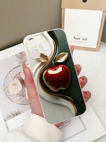 Funda de teléfono gráfica de manzana roja transparente de TPU 3D a prueba de golpes, compatible con iPhone 15/15 Pro/15 Plus/15 Pro Max/16/16 Pro/16 Plus/16 Pro Max, Galaxy S23 Ultra/A14/A24, Redmi Note 12 Pro, Pixel 8/8 Pro