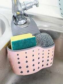 1pc Thicker Double Layer Adjustable Sink Storage Rack - Multifunctional Kitchen Organizer, Sink Hanging Bag, Plastic Drain Basket, Hanging Basket, Drain Rack - Multicolor - View 7