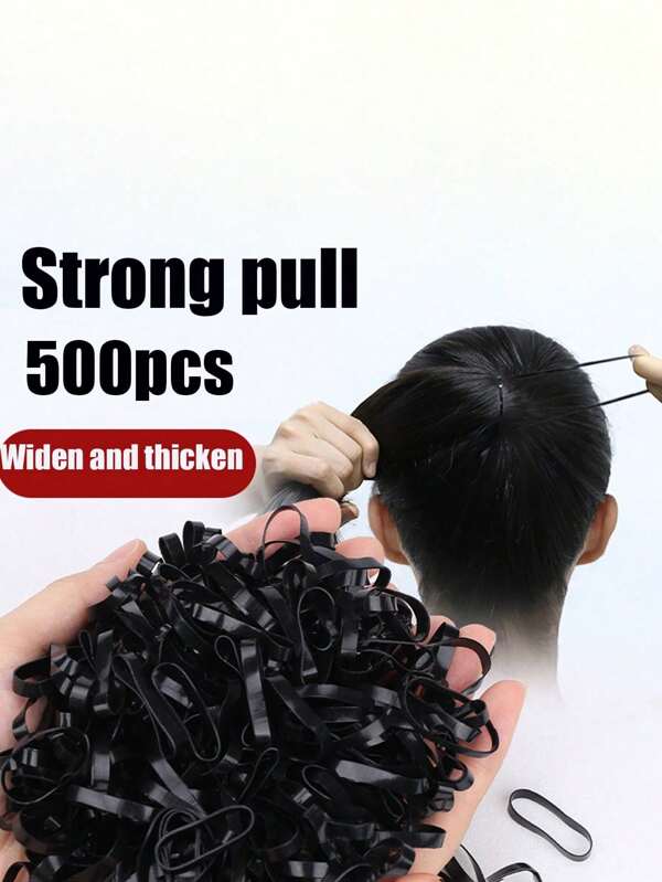 100/500pcs Thick Disposable Black Hair Ties, Scrunchies, Hair Accessories, Durable Hair Bands For Women