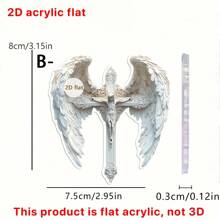 1pc Jesus Angel Wings Pendant Creative Cross Shape Bag Key Car Rearview Mirror Decoration Decoration Home Decor A Perfect Gift For Friends And Family.