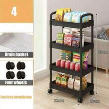 Trolley Shelves For Kitchens, Home Floors, Bedrooms, Snack Racks, Mobile Bathrooms, Toilets, Storage Shelves - Multicolor - View 8