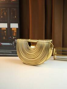 Nudelelement-tygväska, dumplingformad handväska, damaxelväska, axelväska - Guld - Visa 4