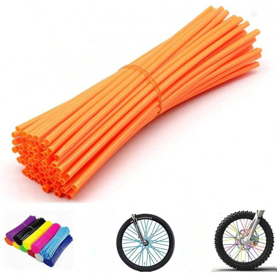 Spoke Skins Spoke Covers: 8-21 Inch Rims Protector & Decoration For Dirt Bike | Bike | Bicycle | Wheelchair | Motorcycle - 72Pcs - Orange - View 1