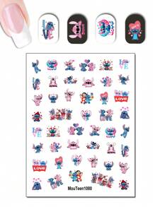 Disney Adesivi per unghie con trasferimento d'acqua a tema Ognissanti , con motivi di Stitch, , zucche e principesse, per arte di unghie e cosplay Ognissanti