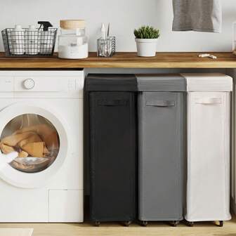 Panier à linge pliable haut de gamme avec couvercle, panier à linge sale, panier à linge portable à roulettes, panier à linge pliable - Capacité 45 L/60 L/65 L, design compact, pliable pour le rangement - Tissu polyester décontracté - Convient à différents types de pièces - 2 tailles disponibles - Cadeau idéal pour les familles, les étudiants et les résidents d'appartements.