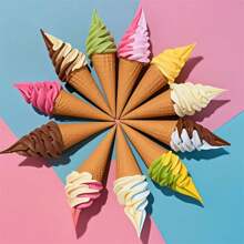 Plastic Simulation Model Prop Decoration Double Colors DIY Ice Cream Faux Cone Waffle 17cm 6.7inch Display Video Show