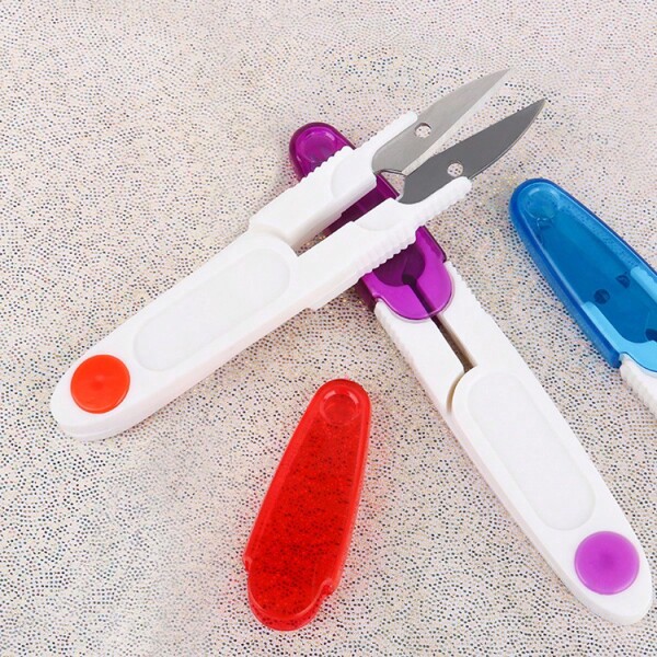 Sewing Scissors, Colored Transparent, Covered, Yarn Scissors, Household Multifunctional Cross Stitch Scissors