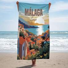 1pc City Of Sunset Beach Towel, Soft & Cool For Summer Beach, Size 70x140cm, Made Of Absorbent & Quick-Dry Microfiber, Suitable For Swimming Pool, Surfing, Yoga, Camping And Travel