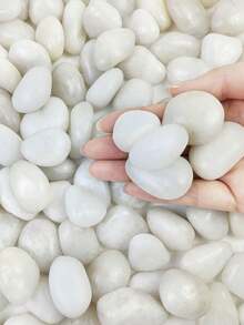 1000g/500g White Pebbles For Indoor Plants, 1-2 Inch Natural River Stones For Aquarium, High Polished Decorative Stones For Vase Filler, Fish Tank, Gardening, Landscaping, Valentine's Day Party Decor (Stones In Asymmetrical Shapes) - White - View 3