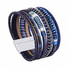 1pc Wide Faux Leather Gold Color With Random Zirconia Inlaid Bracelet, Everyday Wear, Gift For Girlfriend - Leather Bracelet - View 20