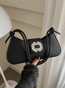 1 pieza Bolso retro Estilo gótico Y2K con decoración de remaches y bloque vintage. Bolso de hombro ajustable para uso diario, diseño de nicho, estilo steampunk, gótico, para mujer. Ideal para chicas cool, música de festival, concierto, estilo rock.