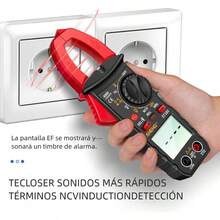 Medidor de abrazadera digital 4000 cuentas, multímetro de abrazadera de rango automático, mide voltaje , corriente CA, resistencia, capacitancia, frecuencia, prueba de diodos, prueba de NCV, Multimetro de Gancho, Pinza Amperimétrica con NCV y Pantalla Retroiluminada, Multímetro  Capacitancia, Resistencia, Pruebas Live Wire, Diodos, Continuidad - Rojo - Ver 3