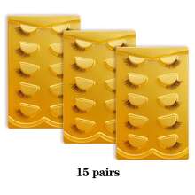 Waloshow 5-20对猫眼自然款假睫毛，半条式假睫毛，卡通簇状假睫毛，蓬松纤长假睫毛，打造自然猫眼妆，短款点缀假睫毛，飞扬假睫毛，3/4长度假睫毛，可重复使用假睫毛套装 - 眼尾拉長款 - 查看 12