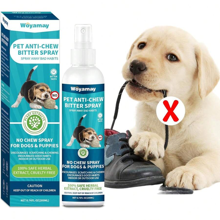 No Chew Spray For Dogs 200ML, Bitter Apple Spray For Dogs Stop Chewing Licking Of Furniture, Shoes, Bandages, Dog Training & Behavior Aids Spray, Indoor & Outdoor Use, No Alcohol & Trace - 預設 - 查看 1