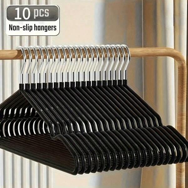 10 piezas de perchas de acero inoxidable con diseño antideslizante, perchas de abrigo resistentes y de alta calidad, organizador y almacenamiento doméstico de ropa para dormitorio, armario, hogar