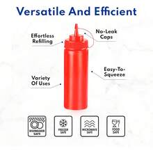 New Foodservice 26115 Squeeze Bottles, Plastic, 8 Oz,, Pack Of 6