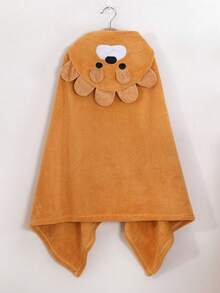 1 件毛绒珊瑚绒卡通刺绣图案斗篷连帽毛巾，适合儿童，超柔软吸水浴巾，冲浪斗篷儿童换尿布巾速干泳池游泳沙滩巾带帽，适合男孩和女孩的温暖礼物