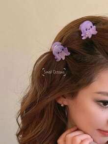 1/8pcs Cute Small Size Ocean Themed Hair Clip - Seashell, Shrimp, Dolphin, Adorable Hair Accessories For Vacation Photos & Bangs, For Women Beauty Claw Clips Cute Hair Claw Fall Winter - Multicolor - View 2