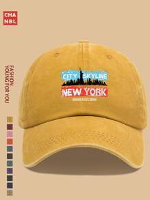 1 Stück "NEW YORK" Mütze mit witzigem Muster und NYC Skyline Grafik, modisches Design Hip-Hop, schwarze LKW Fahrer Mütze, atmungsaktiv & bequem, unisex Retro weiche Crown verstellbar Kappe, geeignet für alle Jahreszeiten, ideal als Geschenk für Stadtpatrioten, Outdoor Radfahren, Sport, Wandern, Angeln, Urlaub