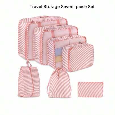 7-Piece Women's Portable Travel Organizer Kit, Clothing Sorting And Storage Bags For Luggage And Trips Travel Essentials Travel Accessories Travel Bag Vacation Holiday Back To School School Stuff Packing Cubes Dorm Room Essentials College