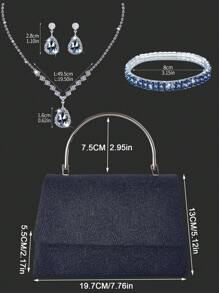 Elegante y encantador bolso de noche para mujer, bolso de hombro exquisito y lujoso con un juego de collar, pulsera y pendientes decorados con diamantes de imitación brillantes, bolso de hombro elegante para chicas de fiesta, damas, novias, perfecto para fiestas, bodas, bailes de graduación, cenas/banquetes.