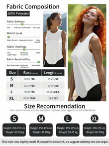 Camiseta de tirantes para mujer de color blanco con dobladillo redondeado y corte de hombros ancho que realza la silueta, ideal para el gimnasio, entrenamiento, clases de yoga y carreras matutinas al aire libre