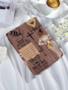 Inspirational Girl Pattern Compatible With IPad Case Generation 11th/10th/9th/8th/7th/6th/5th/10.9/10.2/ 9.7 Inch,IPad Air 13/11/10.9/10.5/9.7 Inch,IPad Pro 13 Inch(M4)/12.9/11/10.5 Inch, IPad Mini4/Mini5 7.9 Inch,Tablet  Built-In Pen Tray,Supports Automatic Sleep/Wake Lid Ins Style Leather+Tpu Anti-Fall, Shock-Proof Soft Cases Back To School Gift - Xám - Xem 1