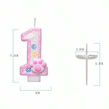 (Pink Cat And Dog Paw Birthday Digital Candles, Cupcake Decorations, Dog Themed Candles, Suitable For Party Celebrations, Birthday Decoration Supplies - Pink - View 5