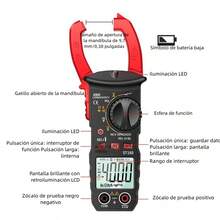 Medidor de abrazadera digital 4000 cuentas, multímetro de abrazadera de rango automático, mide voltaje , corriente CA, resistencia, capacitancia, frecuencia, prueba de diodos, prueba de NCV, Multimetro de Gancho, Pinza Amperimétrica con NCV y Pantalla Retroiluminada, Multímetro  Capacitancia, Resistencia, Pruebas Live Wire, Diodos, Continuidad - Rojo - Ver 6