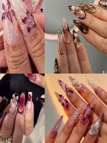 100 Peças Encantos de Unha com Flores, Encantos de Arte de Unha 3D, Jóias de Unha Floral Fofas, Strass de Unha Mistos de Cores, Gemas de Resina para Unhas, Acessórios de Unhas para Primavera e Verão, Decorações de Manicure para Mulheres
