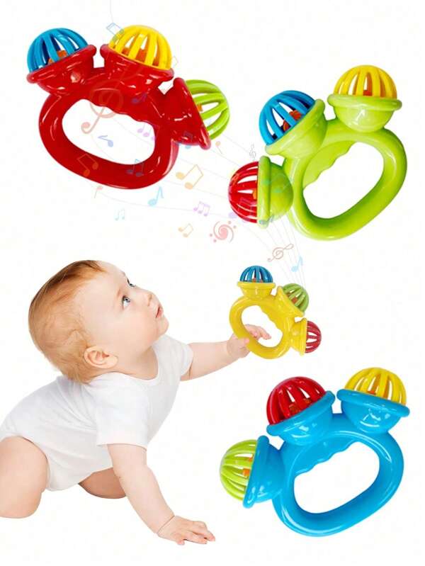 1 pièce Jouet de cloche à manivelle mignon pour bébé, diverses couleurs, développement de la connaissance des couleurs et des sons chez l'enfant, cloche apaisante à manivelle créative pour bébé, jouet de puzzle pour enfants, interaction parent-enfant, éducation précoce, cadeaux pour fêtes et anniversaires, jouets pour bébés