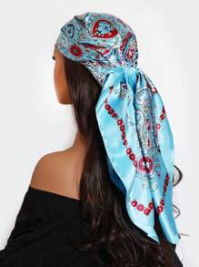 1 pièce Foulard carré en satin imprimé cachemire pour femmes, mode, convient pour les fêtes et l'usage quotidien, peut être utilisé comme bandana, fichu ou serre-tête. Accessoire idéal pour habiller votre look.
