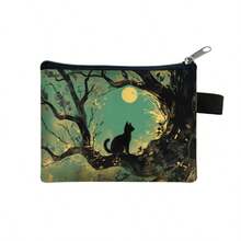 Cute Cat Compact Wallet, Exquisite Unique Coin Purse, Zipper Coin Pouch, Portable Pocket Wallet, Key Holder Wallet, Mini Wallet, Coin Bag, Small Cash And Credit Card Organizer, Suitable For Travel, Daily Shopping, Back To School Essential, Gift For Teachers And Friends - Green - View 9