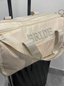 1 pièce Grand sac de yoga à bandoulière personnalisé avec lettres perles - Femme/Femme Polyester durable Fitness, Voyage, Danse, Sac de rangement, Blanc/Noir, Sac de gym, Fermeture éclair, Fourre-tout élégant, Construction robuste, Sac de voyage bandoulière, Sac idéal pour la rentrée scolaire, Cadeau pour votre fils, fille, famille, amis
