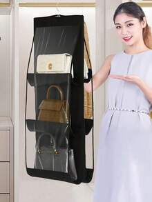 1pc 6-Compartment Space Saving Storage Bag, Multi-Layer Hanging Purse Wallet Organizer Bag, Suitable For Wardrobe, Bag Organizer Rack, Foldable Design For Easy Storage And Portability. Applicable For Bedroom, Living Room, Hallway, Closet, Wardrobe Or Shelves. - Multicolor - View 6