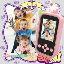 Juguete de smartphone para niños con pantalla IPS de 2,4'' y cámara dual, teléfono de aprendizaje educativo para niñas y niños de 3 a 10 años, incluye juegos, reproductor de música, reloj despertador y funda de silicona suave, regalo perfecto para Navidad y cumpleaños (con tarjeta de 32GB)