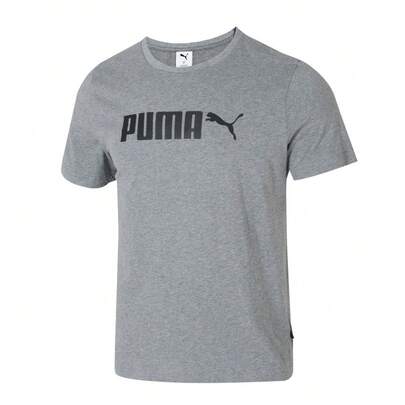 Puma 男士 Ess No. 2 标志 T 恤，柔软舒适休闲运动跑步短袖训练上衣