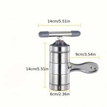 1pc Stainless Steel Manual Pasta Maker With 5 Interchangeable Molds - Vintage Handheld Italian Noodle Press, Suitable For Home Kitchen, Household Multi-Functional Pasta Making Tool