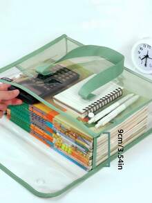 1pc Thickened Handbag, File Bag, A4 Transparent Waterproof, , Student Exam Review, Test Paper, Homework, Book Storage Bag,Back To School,School Supplies - Multicolor - View 9