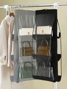 1pc 6-Compartment Space Saving Storage Bag, Multi-Layer Hanging Purse Wallet Organizer Bag, Suitable For Wardrobe, Bag Organizer Rack, Foldable Design For Easy Storage And Portability. Applicable For Bedroom, Living Room, Hallway, Closet, Wardrobe Or Shelves. - Multicolor - View 5