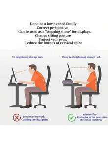 1 件符合人体工程学的桌面安装显示器支架 - 办公桌收纳架、日常使用储物架、工作时不再颈部疲劳、学校用品、返校 - 查看 3