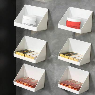 4/6 件塑料壁挂式收纳盒，浴室收纳盒，开放式收纳盒，壁挂式收纳箱，用于清洁棉签、化妆品、珠宝、化妆品和护肤品
