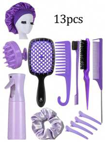 15 Piezas Juego de Cepillos y Peines para Peinado, 3/13 Piezas Peines, Peines de Púa, Peines de Cola de Rata, Cepillos de Bordes, Cepillos de Cabello, Rociador de Alta Presión, Horquillas, Anillos para el Cabello, Peines de Dientes Anchos, Gorros de Baño, Trenzadores de Cabello, Adecuado para Todo Tipo de Peinados, Vuelta al Colegio, Esenciales de Viaje y Vacaciones, Accesorios de Cabello para Mujeres